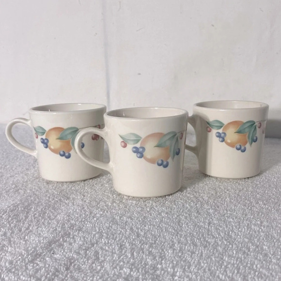 Vintage Corningware Abundance Fruit Pattern Coffee Cups x3 - Picture 3 of 8